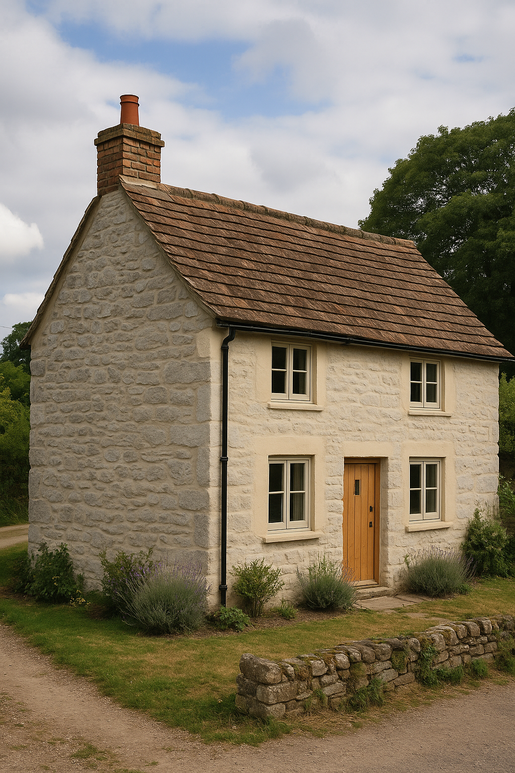 Traditional Flintshire cottage with lime mortar repairs